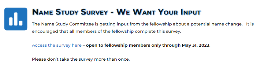 Share your Opinion on Fellowship Name